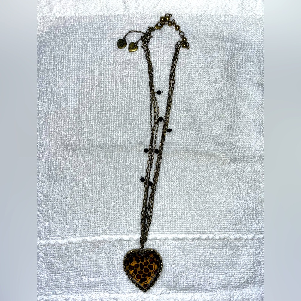 Cheetah Heart pendant necklace - BETSEY JOHNSON